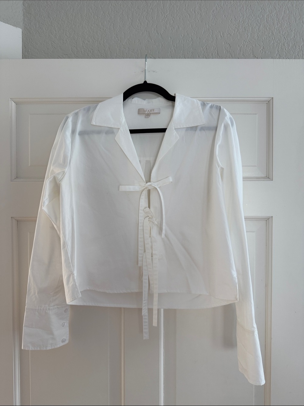 Wayf White Collared Tie-Front Blouse